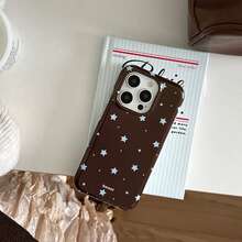 复古星形玳瑁纹箔面手机壳，兼容 17 Pro Max/16/15 Pro（新款）/14 Pro Max，可爱女生手机壳，防摔保护套，时尚手机壳 - 棕色 - 查看 6