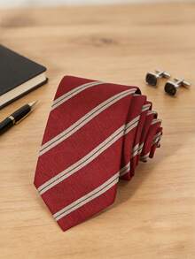 1pc Men's Business Gentleman Striped Necktie, Suitable For Casual, Business, Streetwear, Daily, Business Party And Wedding Accessories
