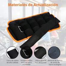 Pesas Ajustables para Tobillos 1 par 2 4 6 8 10 Libras Correas de Peso para piernas para Mujeres y Hombres - Naranja - Ver 3