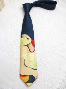 1 pieza Corbata unisex versátil con estampado de pintura al óleo de moda, adecuada para uso casual, personalizado, estilo callejero, uso diario - Multicolor - Ver 12