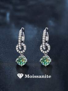 2pcs Fashionable Luxury 925 Sterling Silver 0.5-1 Carat Moissanite Earrings, Suitable For Women's Daily Wear, Party, Holiday, Valentine's Day, Mother's Day, Wedding Anniversary, Christmas, Birthday Jewelry Gift - EH0017M - View 7