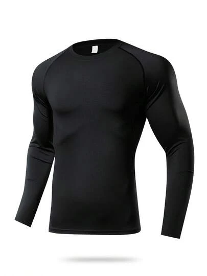 1 st. herrkompressionströja med lång ärm, andningsbar, snabbtorkande, tight core-träningsunderställ, fukttransporterande