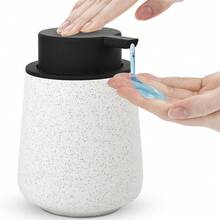 1 Piece 12oz Foam Hand Soap Bottle Ceramic Foam Soap Dispenser Manual Press Wide Mouth Refillable Facial Cleanser, Hand Soap, Shower Gel, Shampoo, Restaurant Cleanser Lotion Dispensing Bottle - Suitable For Hotel, Kitchen, Bathroom, Home Accessories - Black - View 10