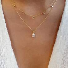 Necklace Hot-Selling Fashion Multi-Layer Heart Water Drop Pendant Vintage Women's Collarbone Chain - X1453A - 查看 4