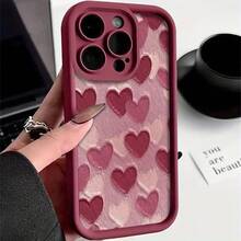 Funda de teléfono elegante Funda de teléfono - Funda de teléfono con patrón de corazón rojo de pintura al óleo artística y creativa, adecuada para iPhone 16/16Pro/16Promax/16Plus/15/15Plus/15Pro/15Promax, 14/14Plus/14Pro/14Promax, 13/13Pro/13Promax, 12/12Pro/12Promax, 11/11Pro/11Promax, 7/8Plus, Xr/Xs/Xsmax Presenta un estilo más individualista. - 1 pieza - Ver 3