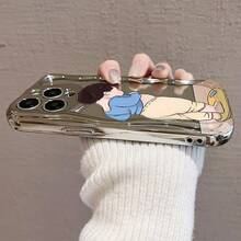 17promax/16pro/15plus/14/13/12/11対応 メッキ防摔スマホケース 太りすぎてショックを受ける男の子イラストデザイン クッション性豊富で落下防止 スタイリッシュで個性的 携帯を守りつつファッションアイテムとして使える 高 - シルバー - チェックする 9