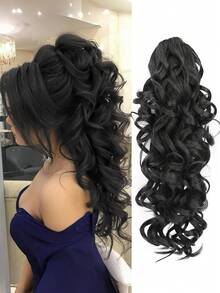 16Inch Ponytail Extension Layered Pony Tail Clip On Hair Extension Soft Wavy Claw Clip In Ponytail Extension, Natural Synthetic Hair Pieces For Women - Multicolor - View 11