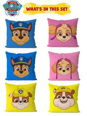  1/1/1/1/2/2/2/4pcs Paw Patrol Cartoon Pattern Pillowcase, With A Sponge Box And A Star, Made Of Super Soft And Comfortable Polyester Material, Machine Washable, Suitable For Sofa, Bed, Bedroom And Living Room Decoration, All Year Round, Bedding Gift, No Filling Pillowcase, Valentine's Day Gift, Birthday Gift. Anniversary