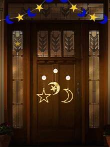 3pcs Moon & Star Window Lights, Suction Cup Hanging LED Battery Powered Holiday Decor Lights, Indoor/Outdoor Decoration For Home Gatherings, Weddings, Birthdays, Valentine's Day - Multicolor - View 4