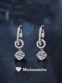 2pcs Fashionable Luxury 925 Sterling Silver 0.5-1 Carat Moissanite Earrings, Suitable For Women's Daily Wear, Party, Holiday, Valentine's Day, Mother's Day, Wedding Anniversary, Christmas, Birthday Jewelry Gift - EH0017M - View 8