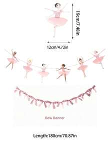 1 set - Bandera de bailarina rosa, guirnaldas colgantes de bailarinas, guirnaldas con lazos, decoraciones para fiesta de cumpleaños, guirnalda con tema de ballet, decoración para fiesta de boda, decoración para baby shower, decoración interior y exterior, decoración navideña