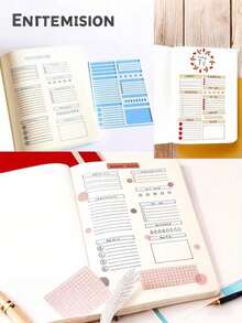 4pcs Diary Notebook Templates, 5.83*4.13 Inch Bookshelf Templates, Honeycomb Templates, Layout Templates, Tracker Templates, Mini Habit Trackers For Diary And Planner, Reading Planner And Bujo, Diary Scrapbook DIY Drawing Templates, Planner Templates