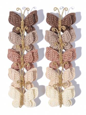 5 paquetes/10 piezas Pasadores de pelo con diseño de mariposa estilo bohemio - Accesorios de moda minimalistas y lindos para todas las estaciones