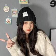 1pc Women's Candy Color Autumn/Winter Cable Knit Beanie Hat, Warm & Windproof, Fashionable Versatile Unisex Style - A - View 3