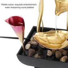 Fuente de Agua de mesa de Interior con Niveles, Fuente de Cascada de Mesa Decorativa con USB, Hojas de Hierro, Decoración Serena de mesa con Sonidos y LED para Oficina y Hogar - 1 - Ver 5