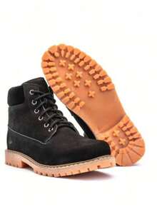 Yellow Boot Inch Corn Genuine Leather Premium Line Nubuck Low Shaft Latex Rubber Sole Non-Slip Adventure Waterproof Top Soft Comfortable New Imports - màu đen - Xem 3