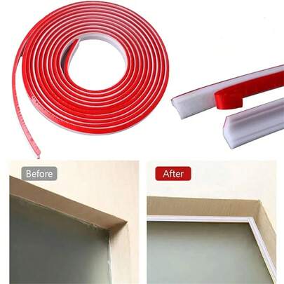 1PC 78.74inch /118.11inch /196.85inch TPE Quadrant Trim,Flexible Laminate Beading Self Adhesive Plastic Wall Corner Edging Strip Corner Line For Worktop Ceiling Floor,Caulk Moulding Skirting Board Trim