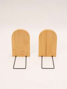 1pc Wooden Bookend With Black Metal Bookshelf, Suitable For Home, Bookshelf, Ideal Gift For Holidays (Earth Day, Thanksgiving) - Book Storage, Must-Have For Bookworms, Perfect Gift For Literature Enthusiasts #SustainableHome #BookCorner #HolidayGift #LiteratureEnthusiastGift