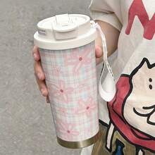 1pc 530ml Vacuum Insulated Water Bottle, 8 Different Stylish Designs. Modern, Charming And Cute Patterns Including Girl In Purple Dress, Purple Butterfly, Silhouette, Cat, Rabbit, Dog, Cat Person And Pink Fabric. Suitable For Festivals, Personalized Occasions, Outdoor Sports, Camping, Walking, Playing Sports, And Home/Office Use. - Multicolor - View 15