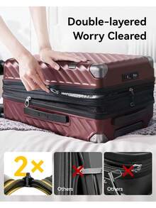 新款20英寸粉色拉杆箱，带万向轮，聚碳酸酯可扩展硬壳拉杆箱，旅行箱，硬壳拉杆箱，带轮登机箱，旅行必备，耐用，男女通用，适合度假、商务出行，大容量，旅行必备，旅行配件，旅行收纳整理，旅行用品 - 粉色 - 查看 6