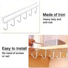 2 Stücke Eisenwerk Schrankhaken für Küche Zuhause, multifunktionale Haken Garderobe Organisationsregale, nagelfreie Haken für Küche, Tassen, Kaffeetassen, Tassenhaltter, Küchenutensilien, Hüte und Schals Aufbewahrungsregale, geeignet für Küchen-Bars, Kaffee-Bars, Kleiderschränke und Unterschränke - Verschiedenfarbig - Übersicht 5