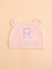 1顶婴儿粉色薄款26字母耳朵针织帽，可爱熊耳造型，柔软舒适轻便，适合0-3个月新生儿四季日常佩戴，多种字母可选 - 粉色 - 查看 19