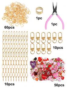 Kit de fabrication de porte-clés pour la Saint-Valentin, comprend des pendentifs, un fermoir de porte-clés, une chaîne d'extension, des anneaux à ressort et des pinces à bijoux. Kit créatif de fabrication de breloques de sac et d'artisanat de bijoux, idéal pour les cadeaux de la Saint-Valentin - Kit de fabrication de porte-clés DIY - Voir 15