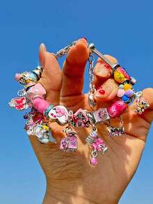 1件复古花朵手链，粉色樱花手链，郁金香手链，复古蝴蝶手链，节日风格手链 - 粉色 - 查看 13