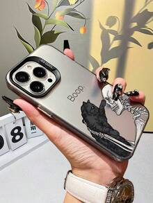 Halloween Gothic Skeleton  Black Cat Print Phone Case For IPhone 17 16 15 14 13 12 11 X XS 7 8 - TPU IMD Case With Colorful Laser Backboard, Cool  Protective Cover For Teens Adults, Co - 黑色 - 查看 3