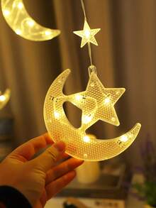 1pc 2.1m 72 LED Star & Moon String Lights, Battery Powered, Twinkle Lights, Home Decor LED Fairy Lights, Suitable For Room Wall, Bedroom, Wedding Party, Outdoor Garden Tree Decoration - 彩色 - 查看 10