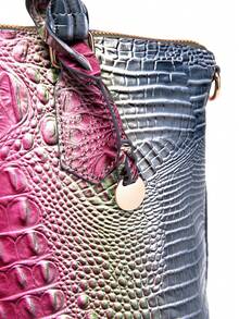 Luxurious Crocodile Pattern Cross-Body Top-Handle Bag - High-End Fashion Handbag For Women's Work And Daily Use - Premium Quality, Stylish Design, Multiple Pockets, Adjustable Strap - Hoa hồng + Xanh dương - Xem 9