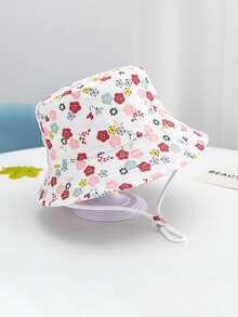 1pc Kids Cute Floral Cartoon Outdoor Sun Protection Bucket Hat, Adjustable, Windproof, Suitable For Spring/Summer, Vacation & Travel - Small Flower - View 13