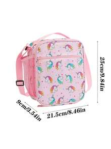 Insulated Lunch Bag - Large Capacity Thermal Tote With Zipper Closure, Cute Pastel Colors (Pink, Yellow, Purple, Floral, Animal, Music Designs) - Non-Food Contact Bag For Girl, School, Office, Travel - Easy-Clean Polyester Handbag