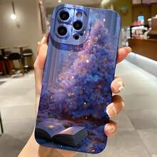 2026 nueva funda de teléfono esmerilada, funda de teléfono con diseño de árbol de Navidad de fantasía y libro abierto para iPhone 17 14 Pro Max 13 12 11 Xs Xr  Galaxy S23 S22 S21 S20 S10 S9 Plus protector de teléfono funda de pareja regalo para novio novia presente de vacaciones - Azul Klein - Ver 2