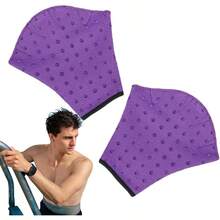 Swimming Gloves Webbed Swimming Gloves Webbed Swim Aquatic Training Gloves Sports Swimming Accessories Resistant Training, Neoprene Training Mittens with Wrist Men Women - Morado + M - Ver 2