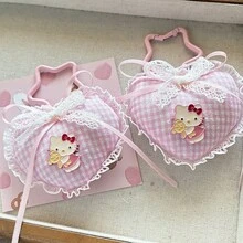 Sanrio 新款时尚甜美粉色爱心格子包包挂饰，优雅星空女孩百搭吊坠 - 彩色 - 查看 5