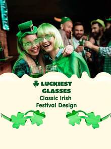 22/16/6/2 双装 2026 圣帕特里克节三叶草玻璃杯 - 趣味绿色派对玻璃杯，适合节日庆祝活动 - 彩色 - 查看 5