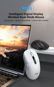 Lenovo N04S Wireless Mouse: 2.4G + Bluetooth Dual-Mode Connection, 6-Button Layout, 4-Level DPI Adjustment, USB Receiver, Multi-Device Applicable, Smart Sleep Mode, Suitable For Various Systems, For More Efficient Office Work. - White - View 2