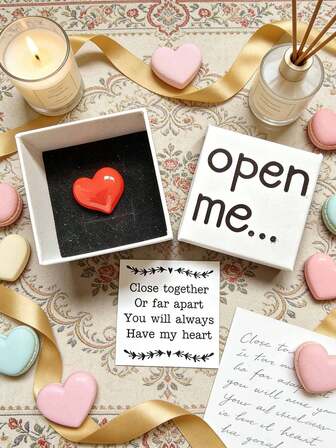 Charming "Open Me" Surprise Gift Box With Resin Heart And "I Love You" Message Card – Perfect For Birthdays, Weddings, Anniversaries, Valentine'S Day, And Special Occasions