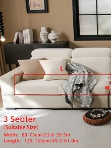 1PC Anti-Dirty Jacquard Elastic Sofa Cushion Cover, Modern Simple Style Stretch Slipcover For L-Shaped Sectional & Living Room Sofas - Beige - View 14