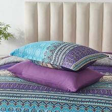 Juego de edredón bohemio tamaño queen king de 8 piezas en una bolsa, juego de edredón con rayas bohemias, edredón y sábanas con estampado floral de cachemira color aguamarina, juegos de cama completos de microfibra suave para todas las estaciones. - Agua - Ver 7