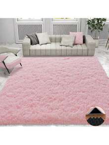 Soft Shag Rugs For Bedroom, Pink Fluffy Shaggy Rugs For Living Room Office, Luxury Modern Plush Carpet Girls Boys Room Dorm Indoor Home Decor, Upgrade Non-Slip - 淺粉色 - 查看 1
