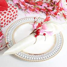 2/4 pièces Anneau de serviette pour la Saint-Valentin, couronne de décoration de table en forme de cœur et de fleurs roses pour la Saint-Valentin, convient pour la Saint-Valentin, l'anniversaire et la décoration de mariage - Multicolore - Voir 6