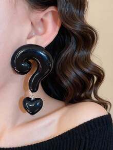 小众设计夸张的红/黑问号耳环，复古独特华丽优雅耳环 - 問號耳飾 - 查看 9