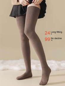 1/3双装女士加厚保暖冬袜，防滑高帮柔软抓绒冬袜，适合旅行和户外活动，女士过膝长袜，加厚保暖大腿袜，及膝加厚袜，秋冬室内保暖袜，舒适袜子，秋冬大腿袜，温暖的圣诞节礼物，新年必备礼物，情人节送给爱人的温暖礼物 - 彩色 - 查看 3