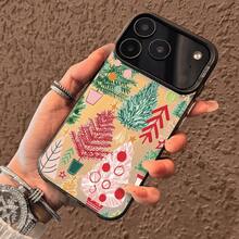 Un regalo de Acción de Gracias, Navidad y Año Nuevo, funda para  17 pro, funda de teléfono impresa en color plateado, adecuada para los modelos de  17, 16, 15, 14, 13, 12, 11, Plus Pro Max. - Negro - Ver 1
