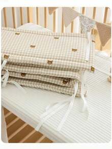 1件装 240厘米/140厘米/120厘米/65厘米 婴儿床围栏，格子熊图案，婴儿房装饰，保护宝宝头部和身体，防摔防撞，婴儿床护栏垫，婴儿床围栏和床围布套 - 格子熊 - 查看 11