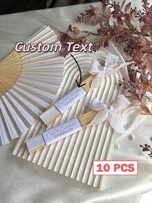 10/20pcs Customized White Heart-Shaped Paper Fans, Suitable As Party Favors, Engagement, Christening Gifts For Guests, Styles Include Rustic, Vintage, Minimalist, Fashionable, Casual, Customizable, Unique, Ideal Gifts For Family, Friends, Graduation, Wedding, Valentine's Day - Mocha Brown - View 9