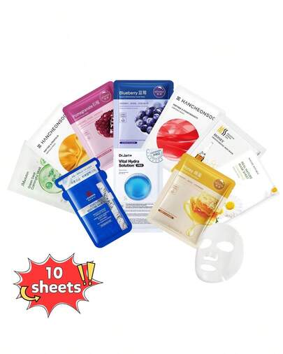  DR.JART+ Sheet Masks With Random K-Beauty Facial Sheet Masks, Korean Skincare, Facial Care Hydrating, Beauty Set Of 10,  Facial Skin Care Sheet Mask, Deep Moisturizing For Dry Skin