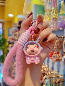 1 pieza Llavero con colgante de cerdo astronauta de color degradado, decoración de llavero de animal creativo y lindo, llavero de coche, colgante de bolso, accesorio de teléfono, regalo para amigos, familia, San Valentín, cumpleaños, accesorio de fiesta - Multicolor - Ver 5